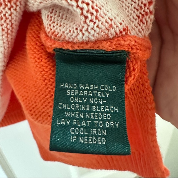 Lauren Ralph Lauren Women's Long Sleeve Orange Floral Knit Sweater, Size Medium - Picture 7 of 9